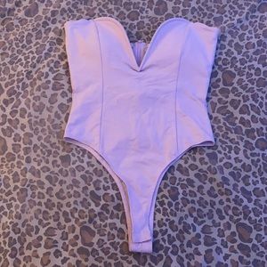 BRAND NEW lavender purlple deep V body suit